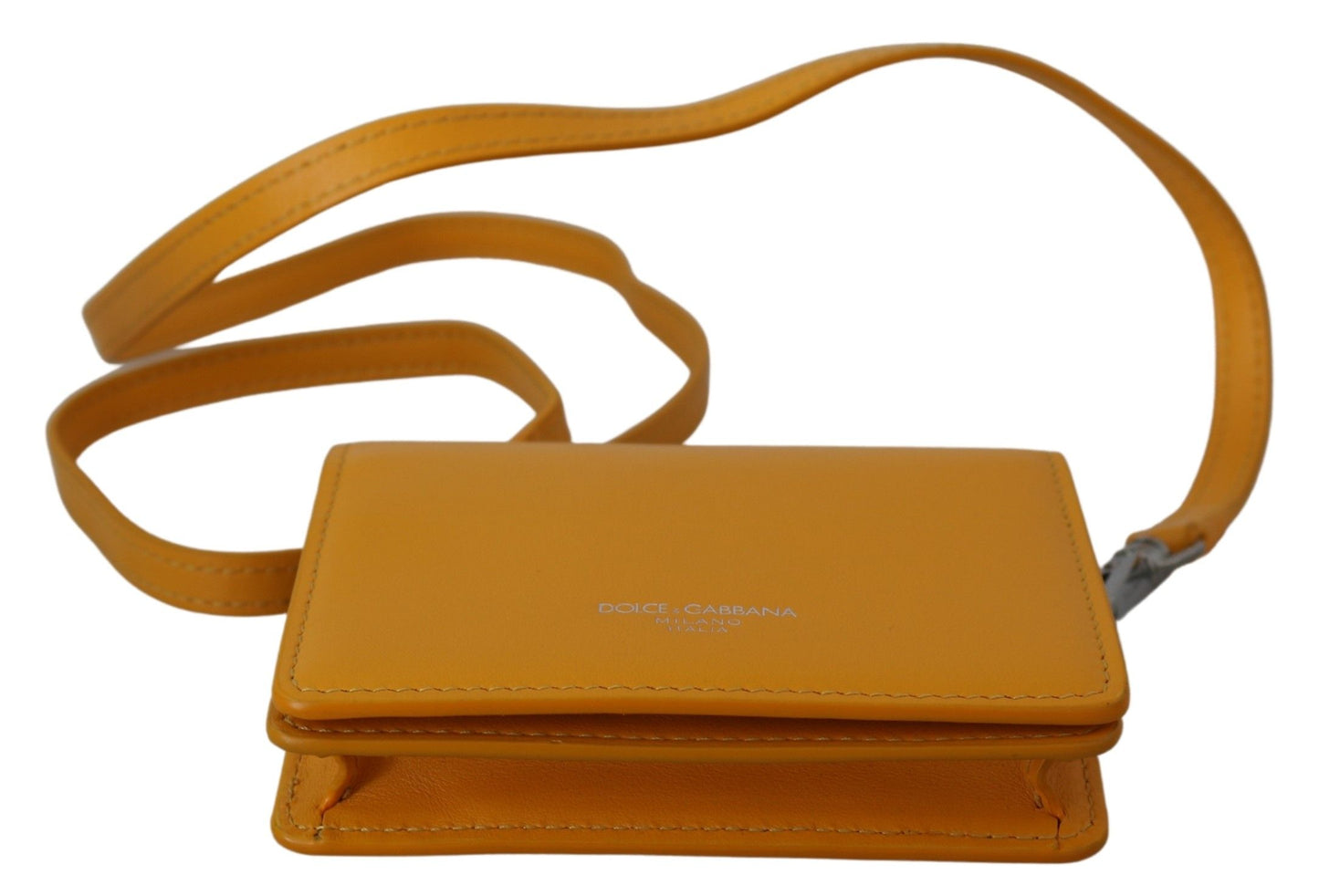 Dolce & Gabbana Sunny Yellow Leather Bifold Wallet with Strap