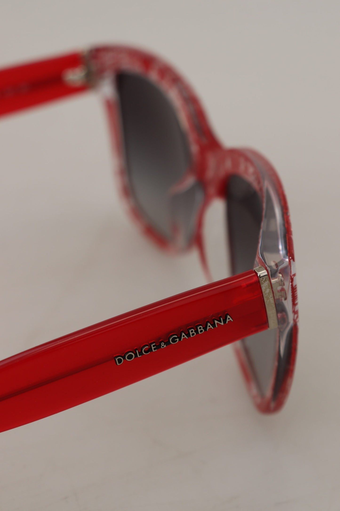 Dolce & Gabbana Chic Red Lace-Inspired Designer Sunglasses