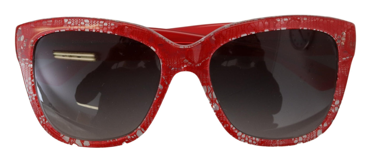 Dolce & Gabbana Chic Red Lace-Inspired Designer Sunglasses