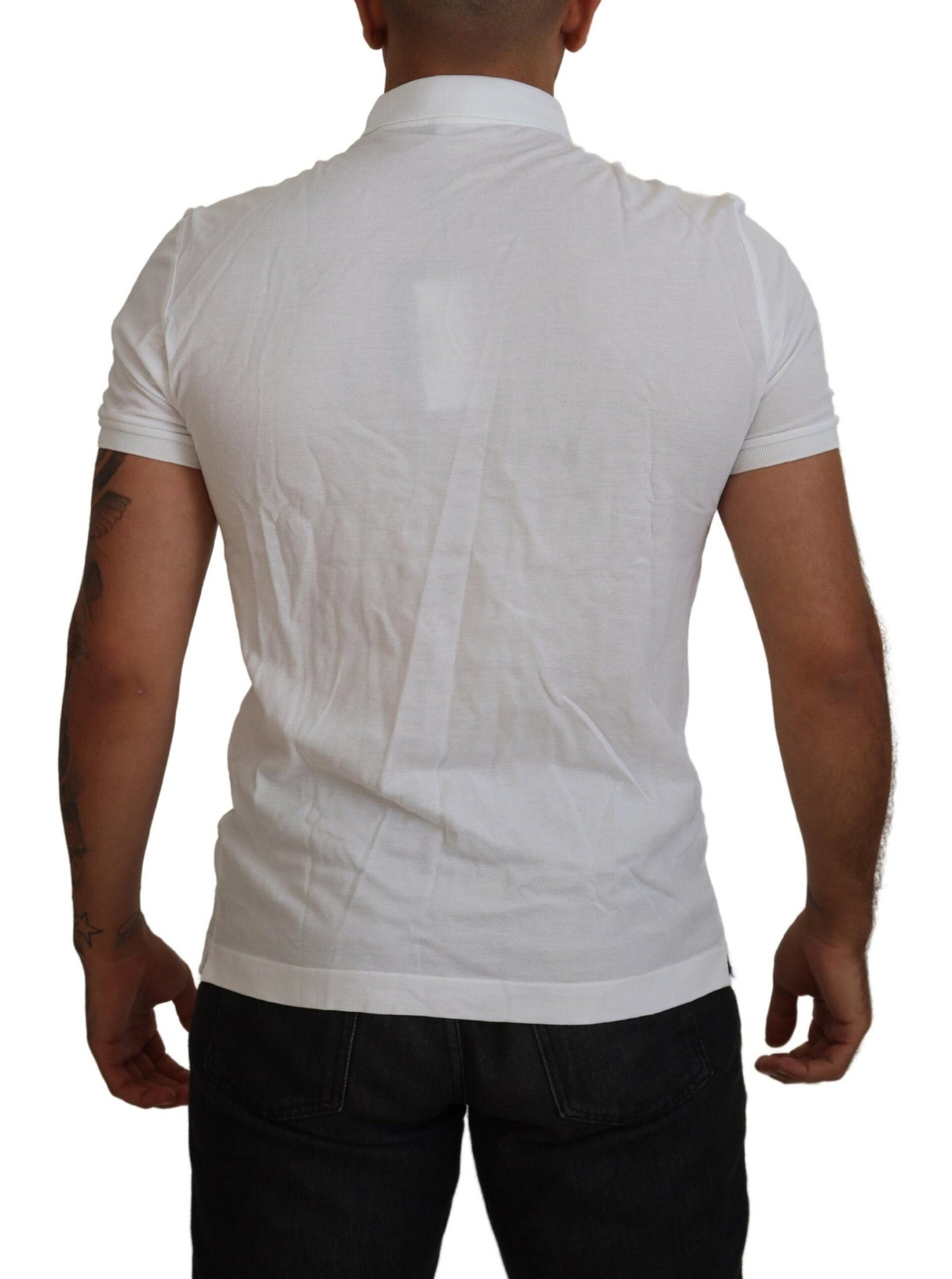 Dolce & Gabbana Exquisite White Cotton Polo T-Shirt