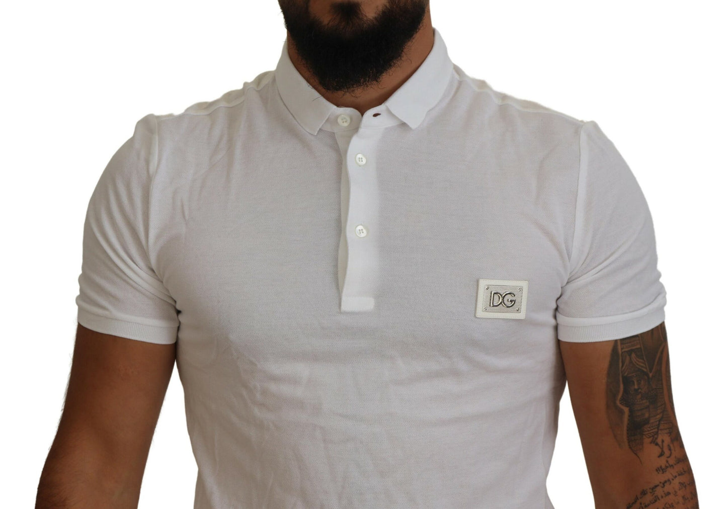 Dolce & Gabbana Exquisite White Cotton Polo T-Shirt