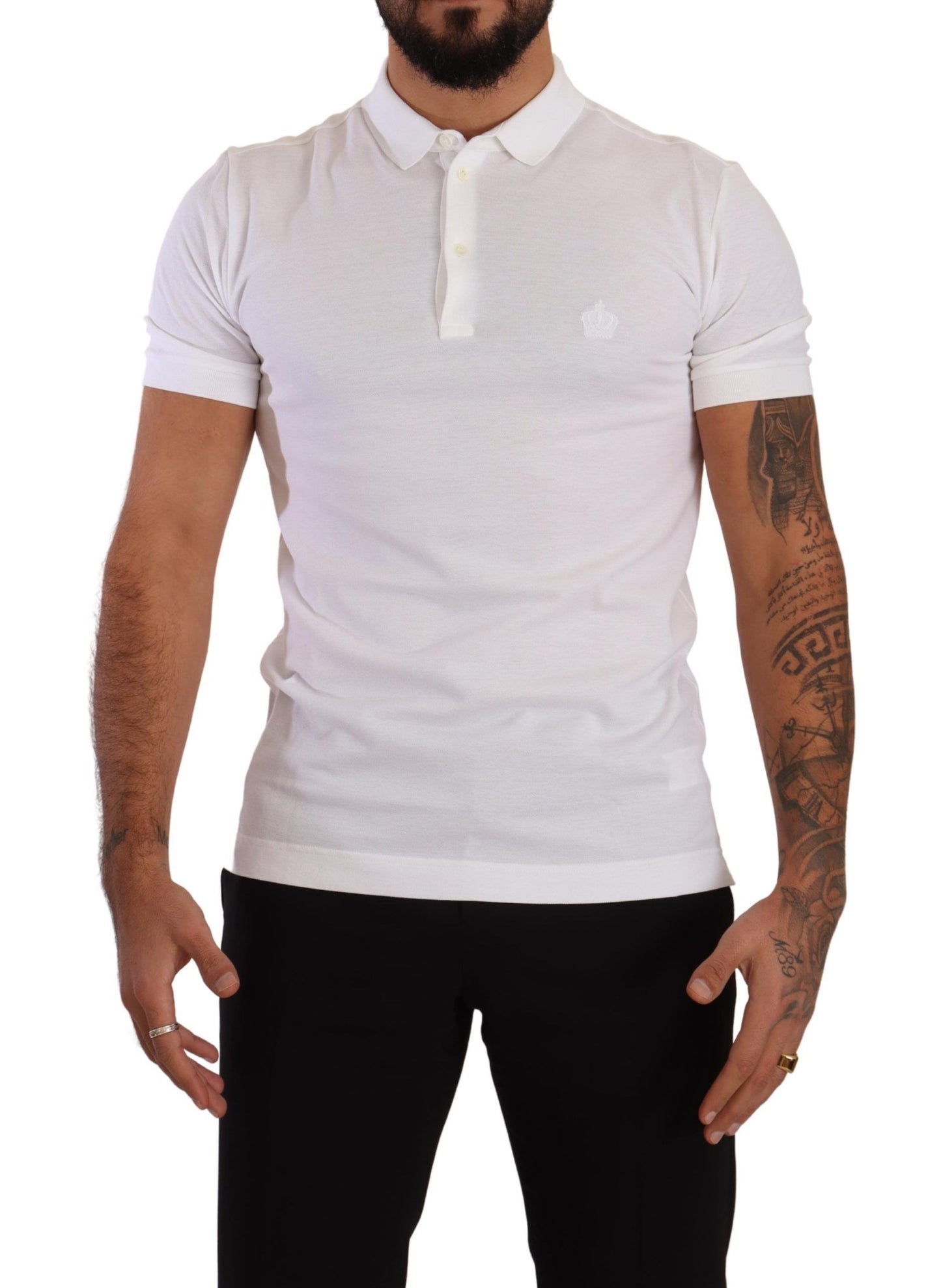 Dolce & Gabbana Elegant White Cotton Polo Shirt