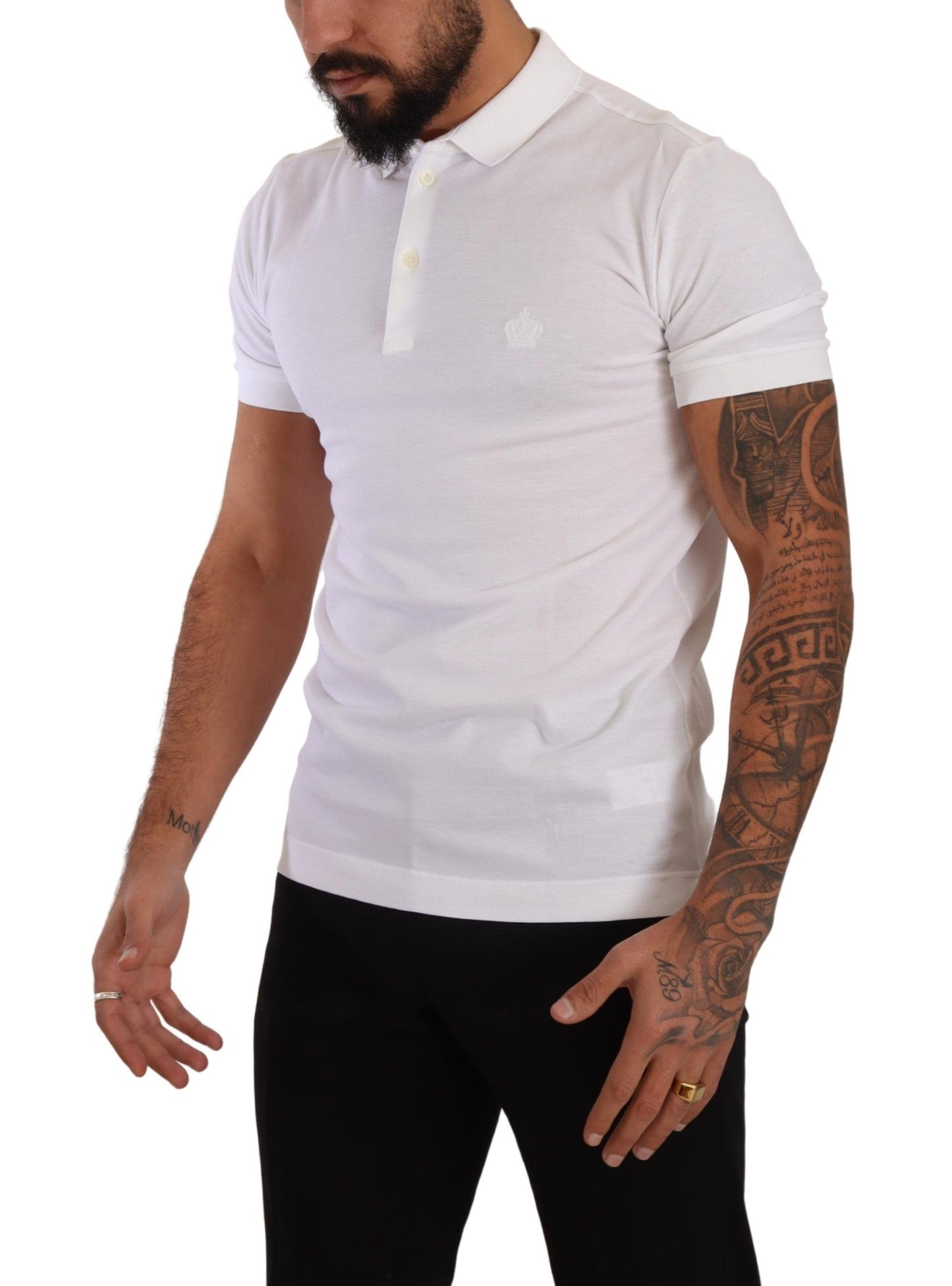 Dolce & Gabbana Elegant White Cotton Polo Shirt