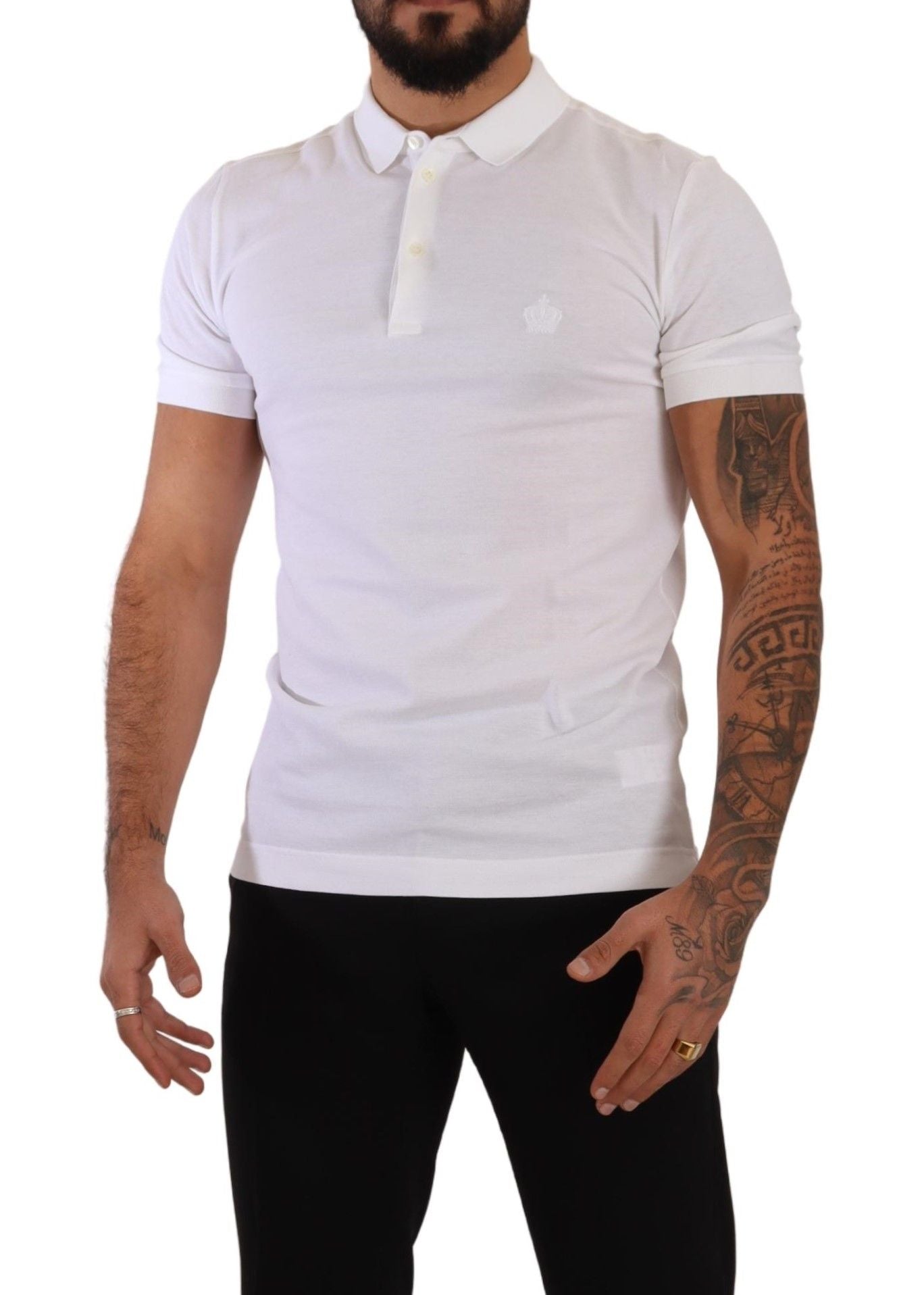 Dolce & Gabbana Elegant White Cotton Polo Shirt