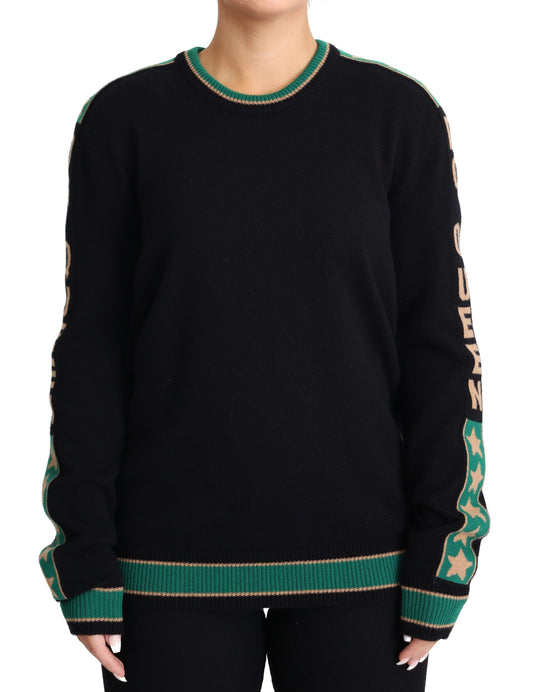 Dolce & Gabbana Elegant Black Cashmere Pullover with DG Monogram