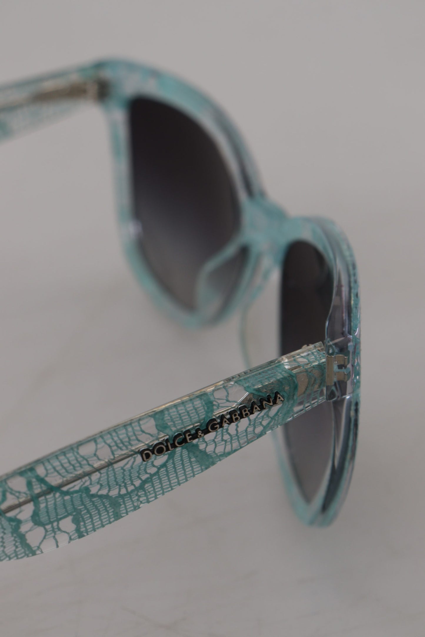 Dolce & Gabbana Elegant Blue Lace-Crystal Sunglasses