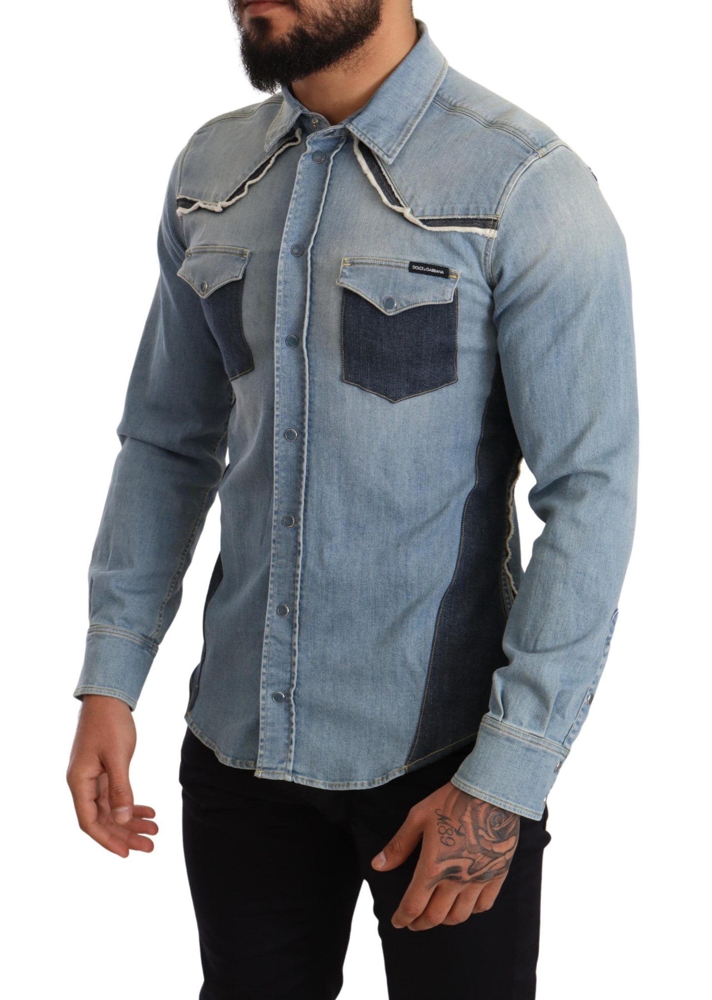 Dolce & Gabbana Elegant Blue Denim Slim Fit Shirt