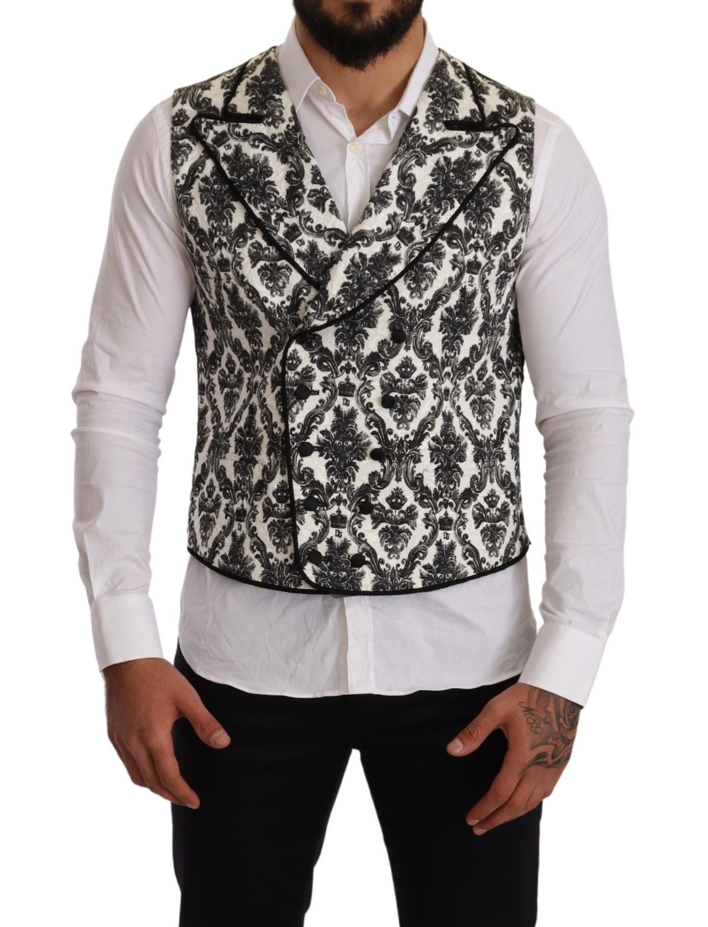 Dolce & Gabbana Baroque Jacquard Men's Dress Vest