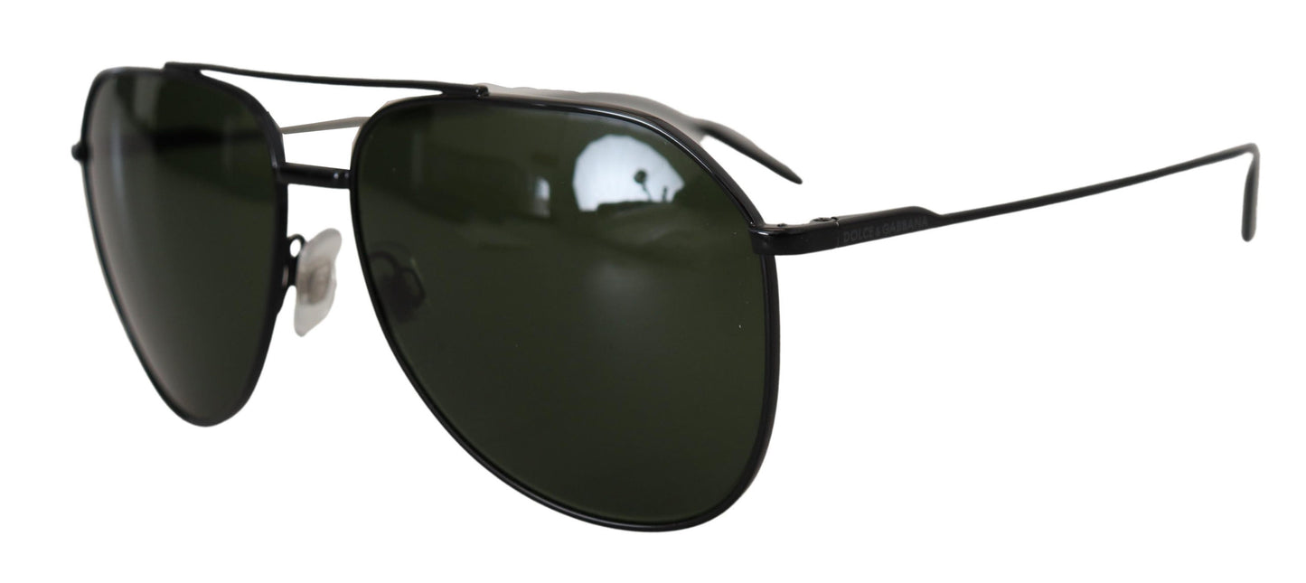 Dolce & Gabbana Elegant Metal Grey Green Lens Sunglasses