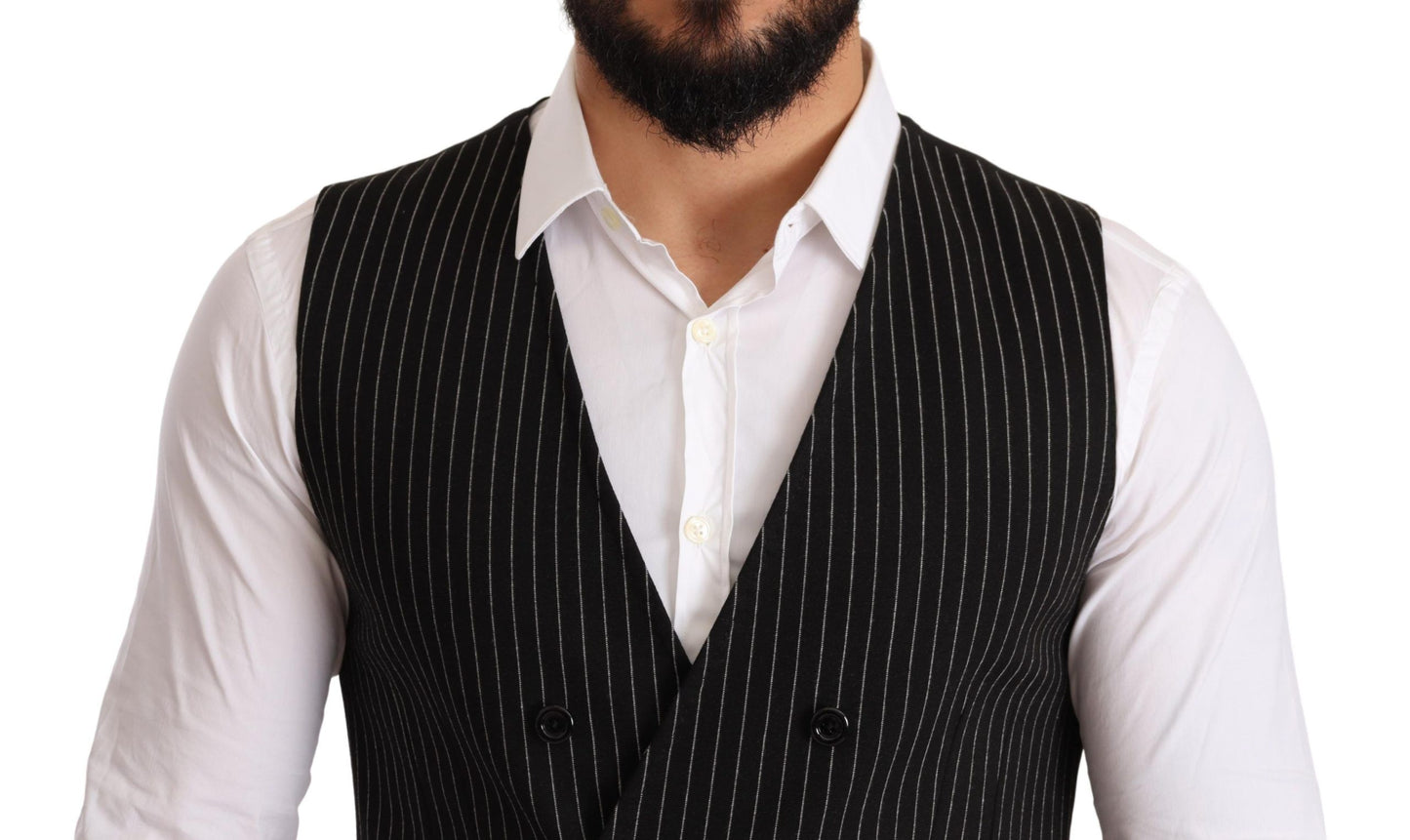 Dolce & Gabbana Elegant Black Striped Formal Dress Vest