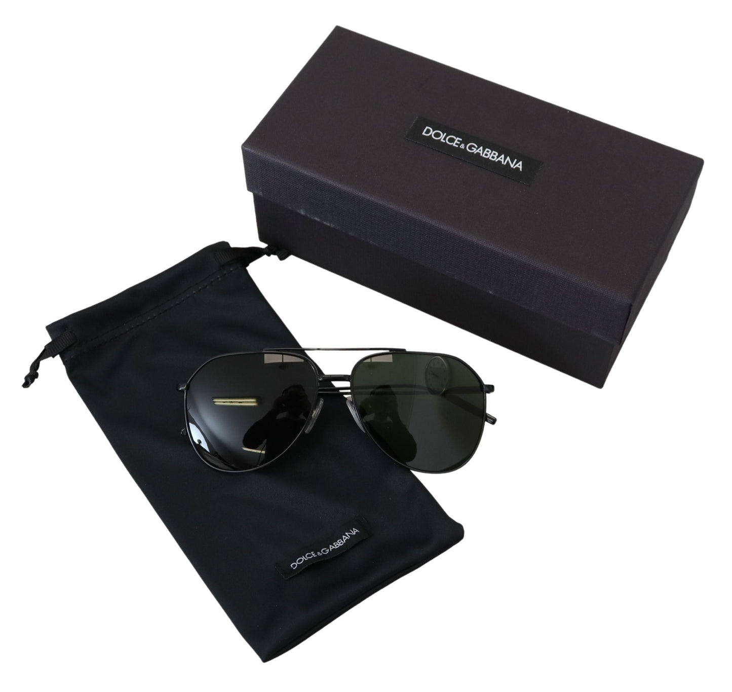 Dolce & Gabbana Elegant Metal Grey Green Lens Sunglasses