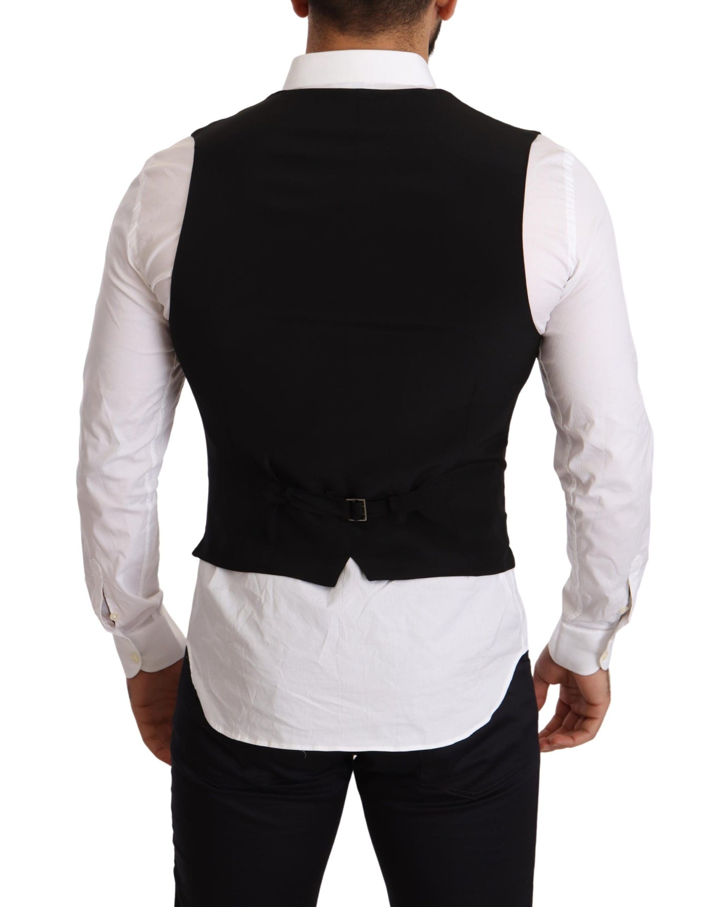 Dolce & Gabbana Elegant Black Double-Breasted Wool Vest