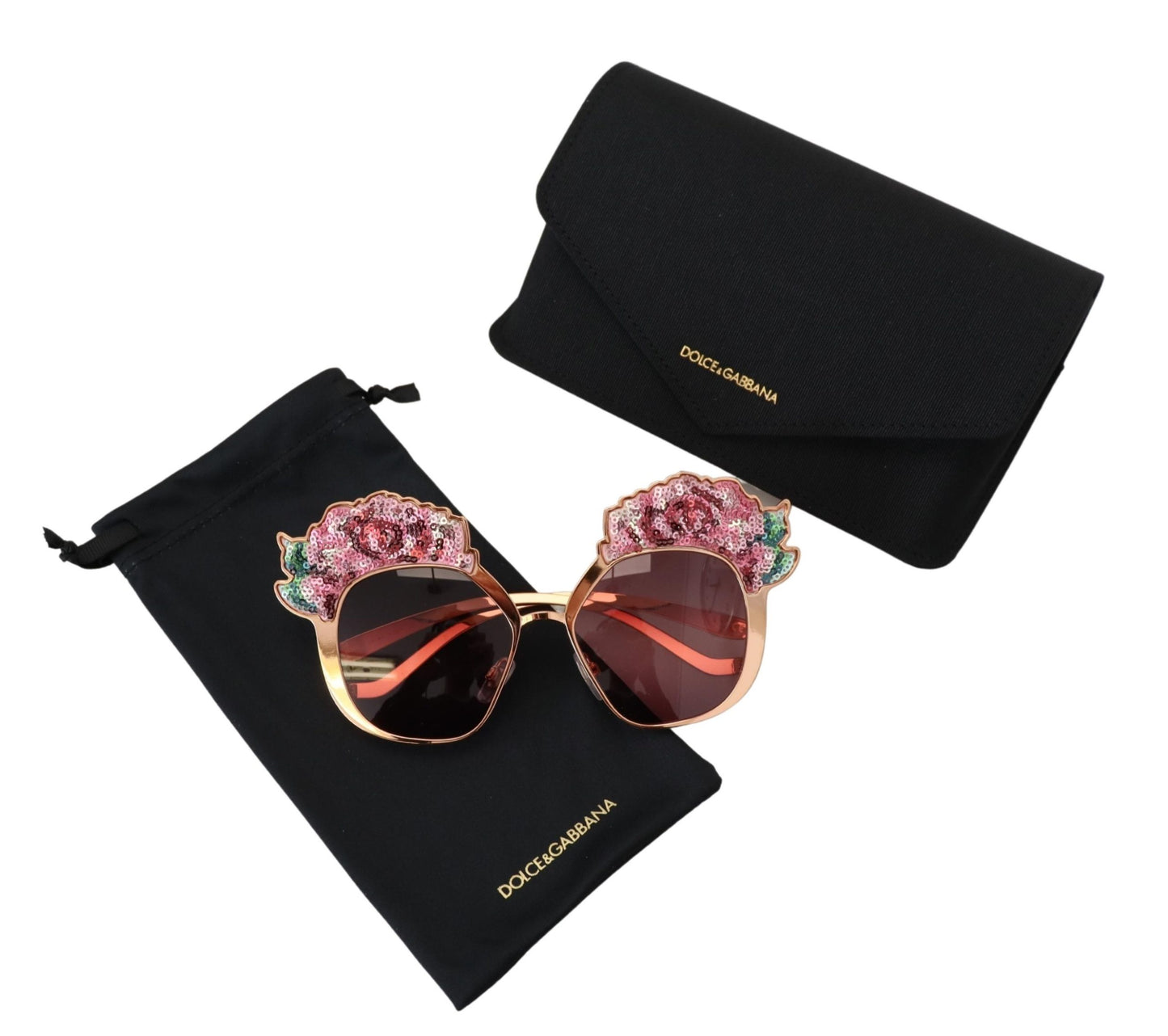 Dolce & Gabbana Chic Rose Sequin Embroidered Sunglasses