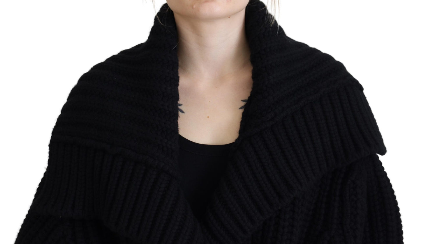 Dolce & Gabbana Black Wool Cashmere Knit Cardigan Sweater