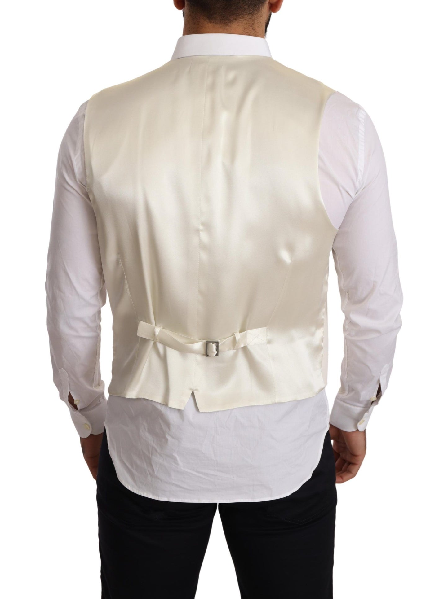 Dolce & Gabbana Elegant Cream Woolen Double-Breasted Vest