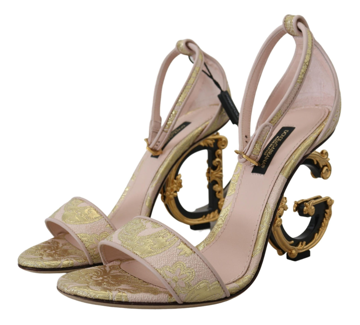 Dolce & Gabbana Chic Pink Brocade Keira Sandals