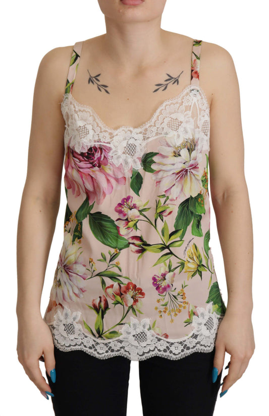 Dolce & Gabbana Elegant Silk Blend Lace Trim Camisole