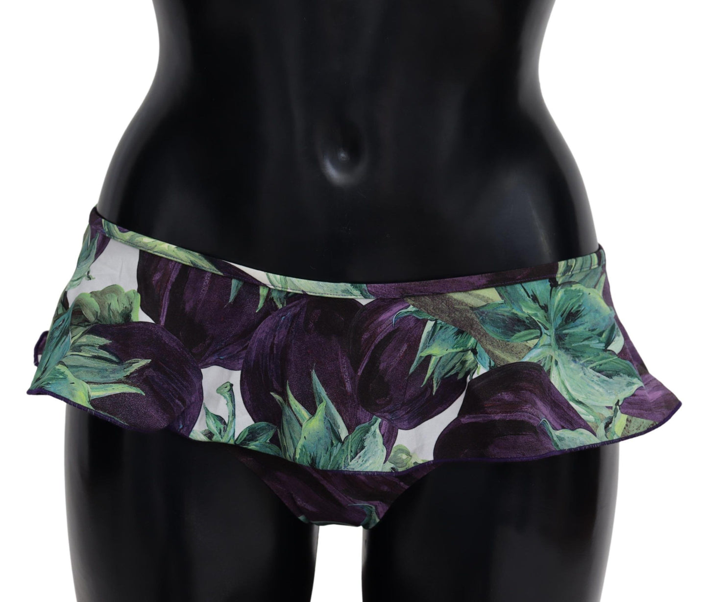 Dolce & Gabbana Elegant Green Eggplant Print Bikini Bottom