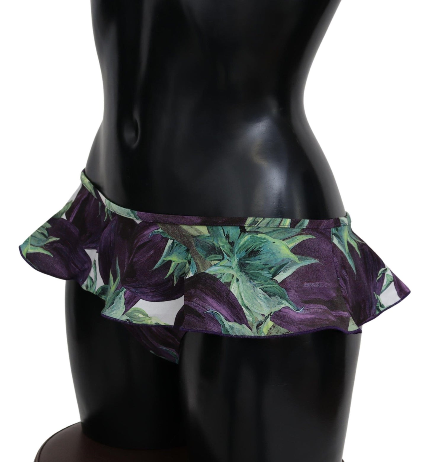 Dolce & Gabbana Elegant Green Eggplant Print Bikini Bottom