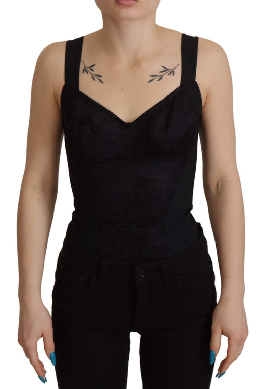 Dolce & Gabbana Elegant Black Lace Bodysuit with Zip Closure