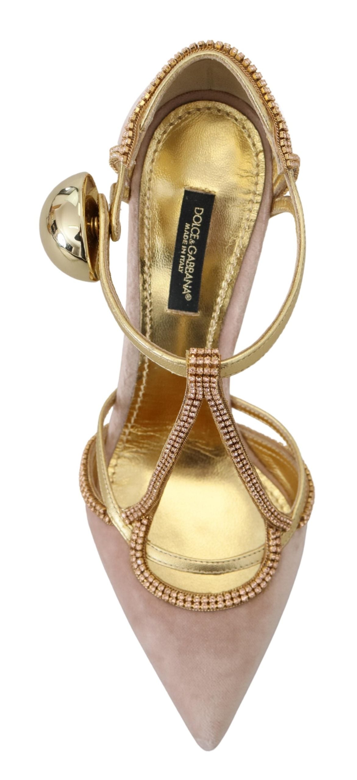 Dolce & Gabbana Pink Crystal T-strap Heels Pumps Shoes