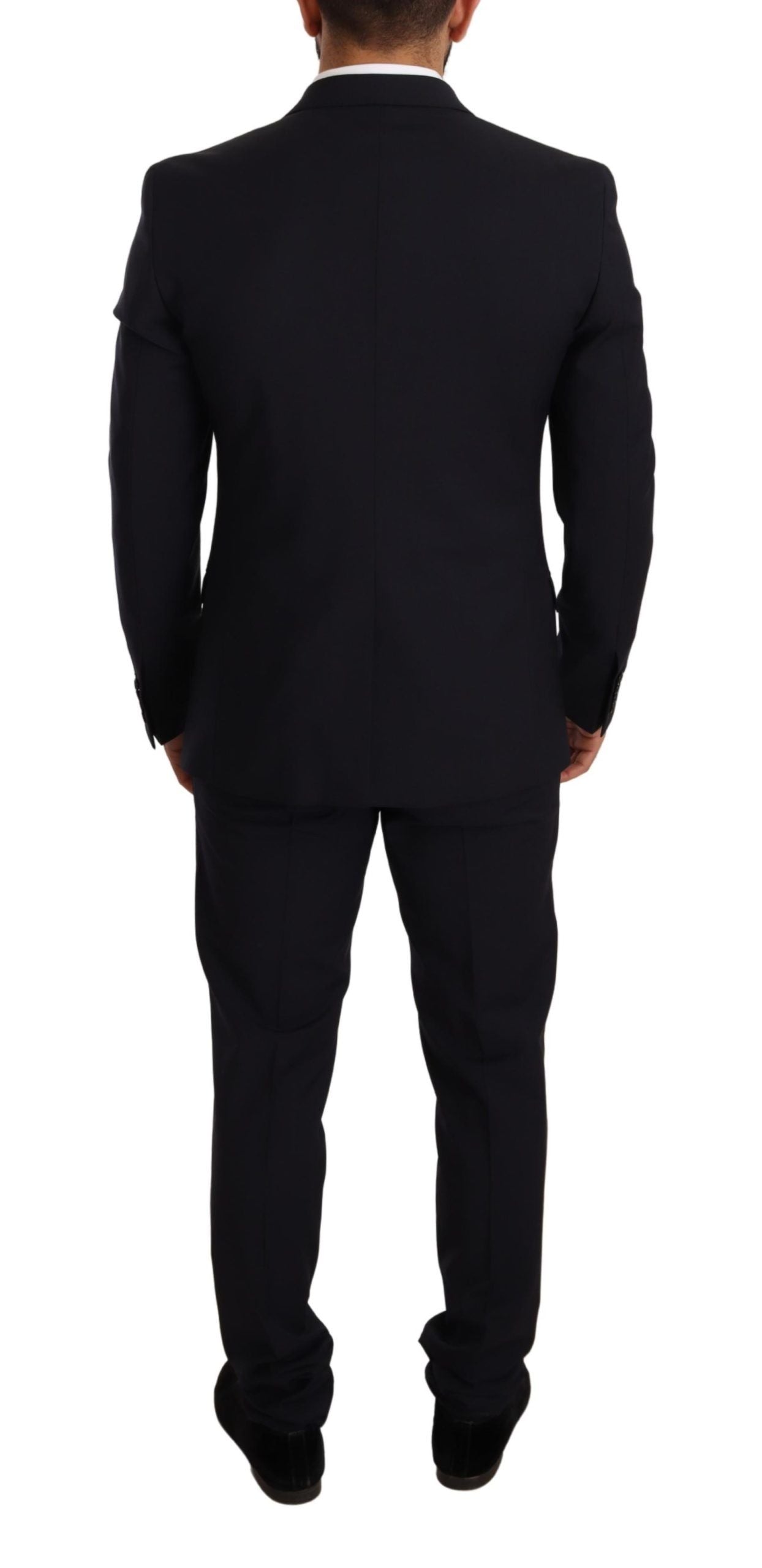 Dolce & Gabbana Elegant Dark Blue Three Piece Wool Blend Suit