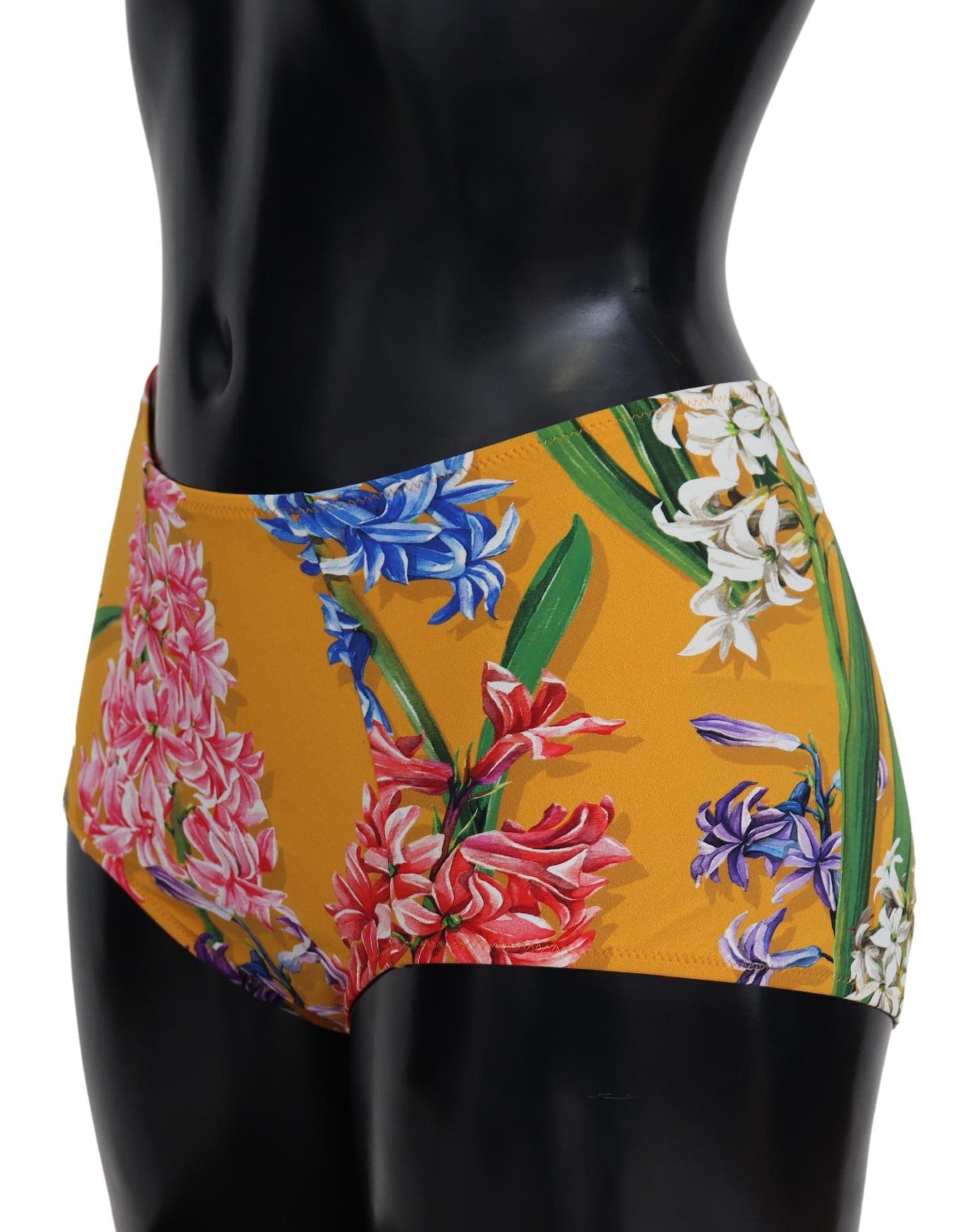 Dolce & Gabbana Chic Orange Floral High Waist Bikini Bottom