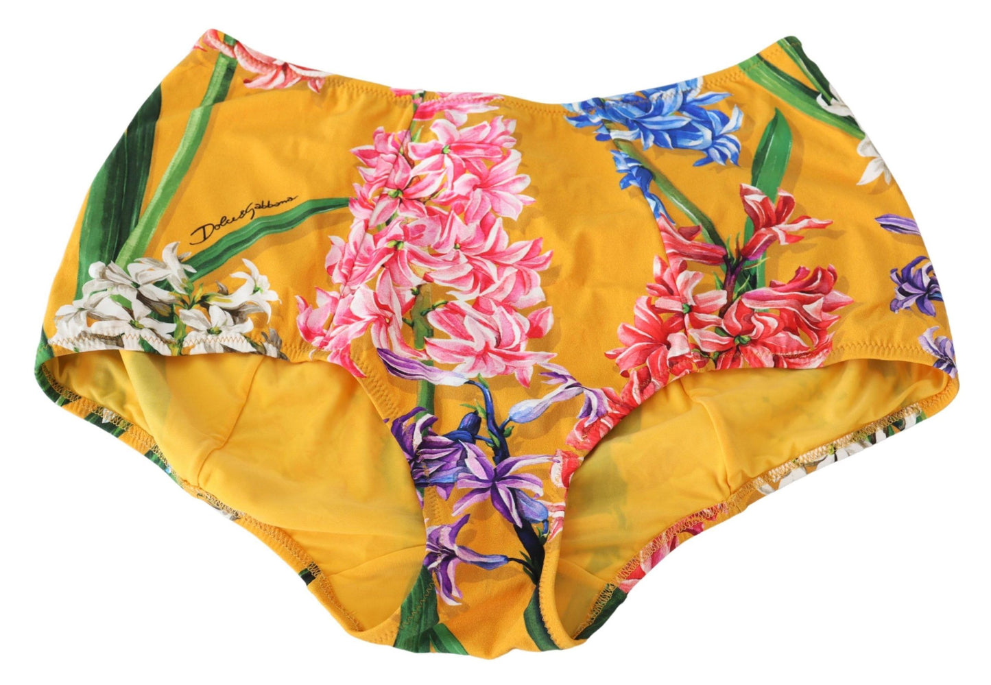 Dolce & Gabbana Chic Orange Floral High Waist Bikini Bottom