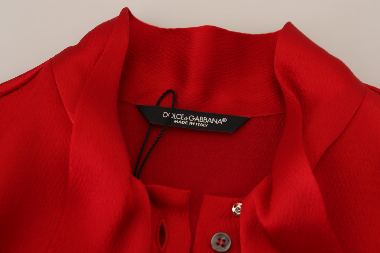 Dolce & Gabbana Elegant Red Ascot Collar Blouse