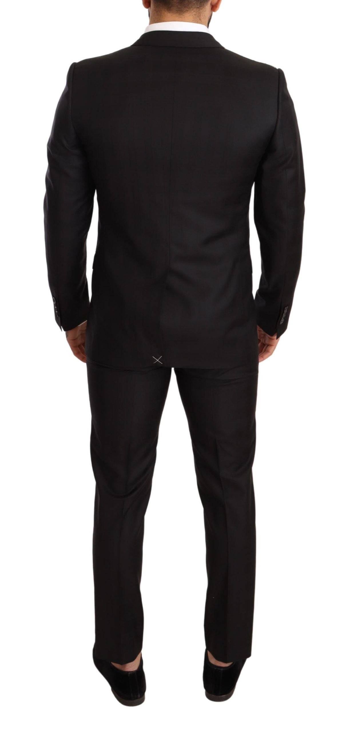 Dolce & Gabbana Elegant Black Striped Wool Three-Piece Suit