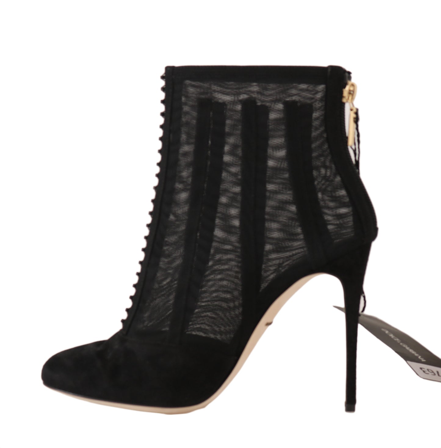 Dolce & Gabbana Elegant Black Suede & Tulle Ankle Booties