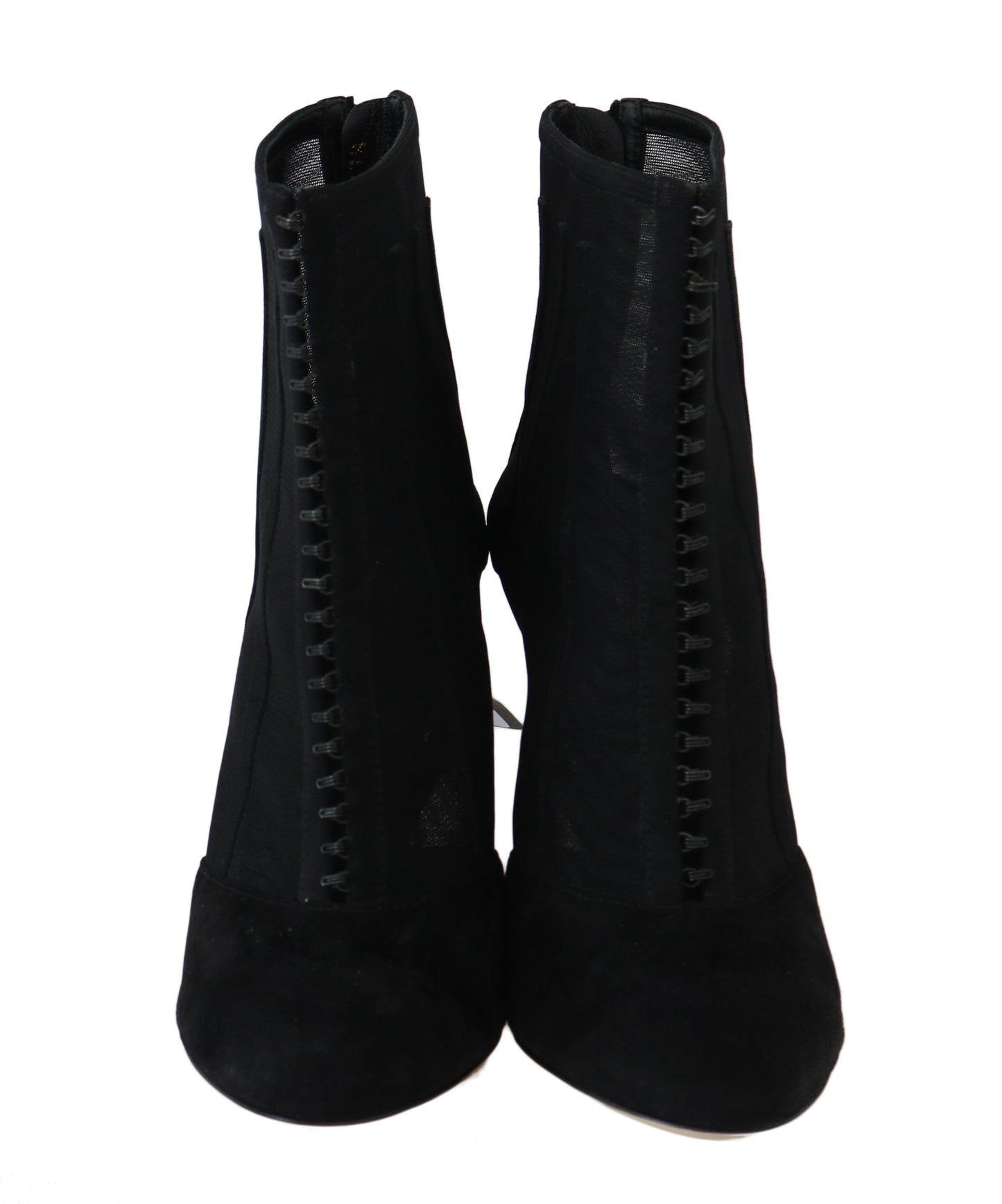 Dolce & Gabbana Elegant Black Suede & Tulle Ankle Booties