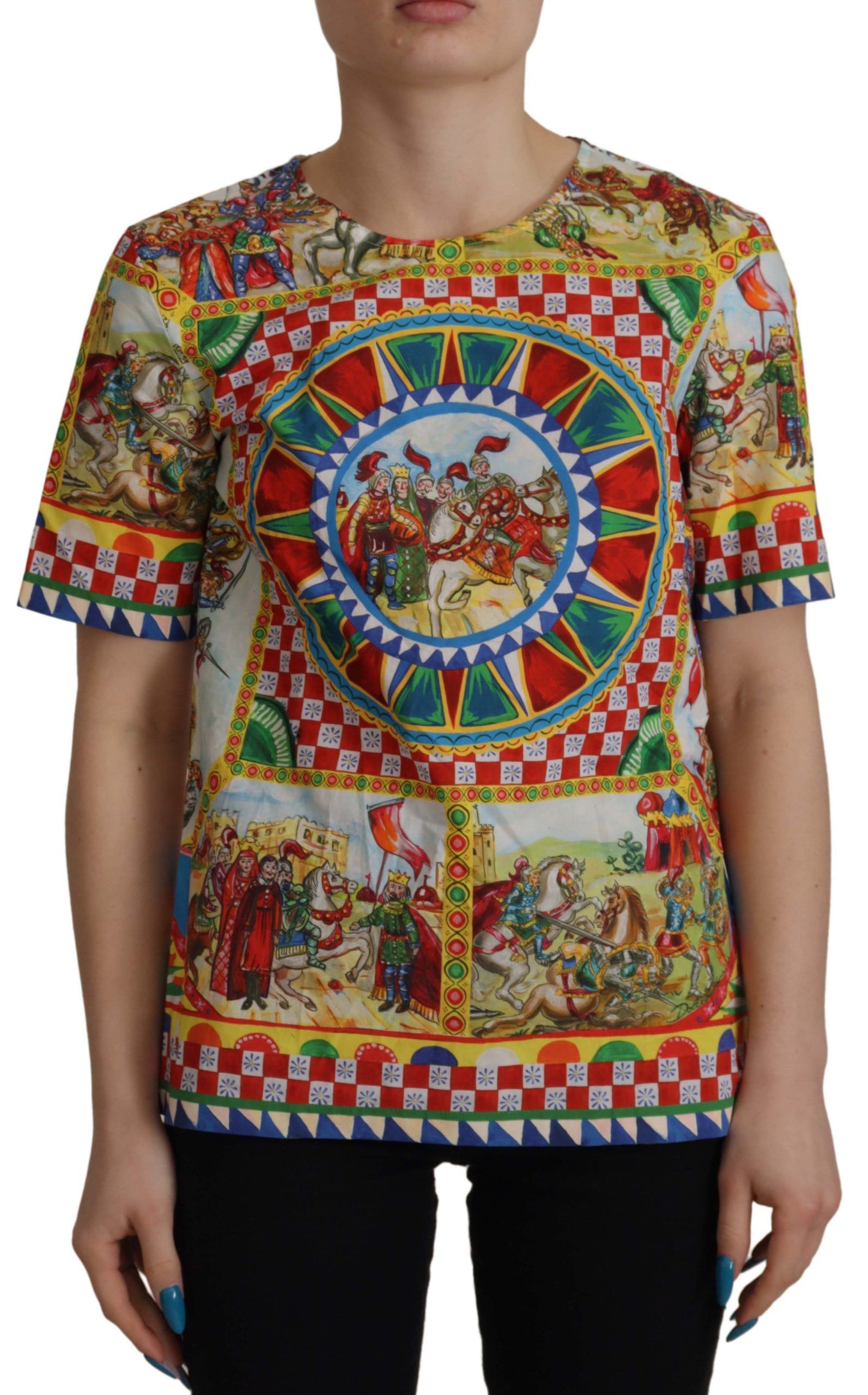 Dolce & Gabbana Multicolor Carretto Print Cotton T-Shirt