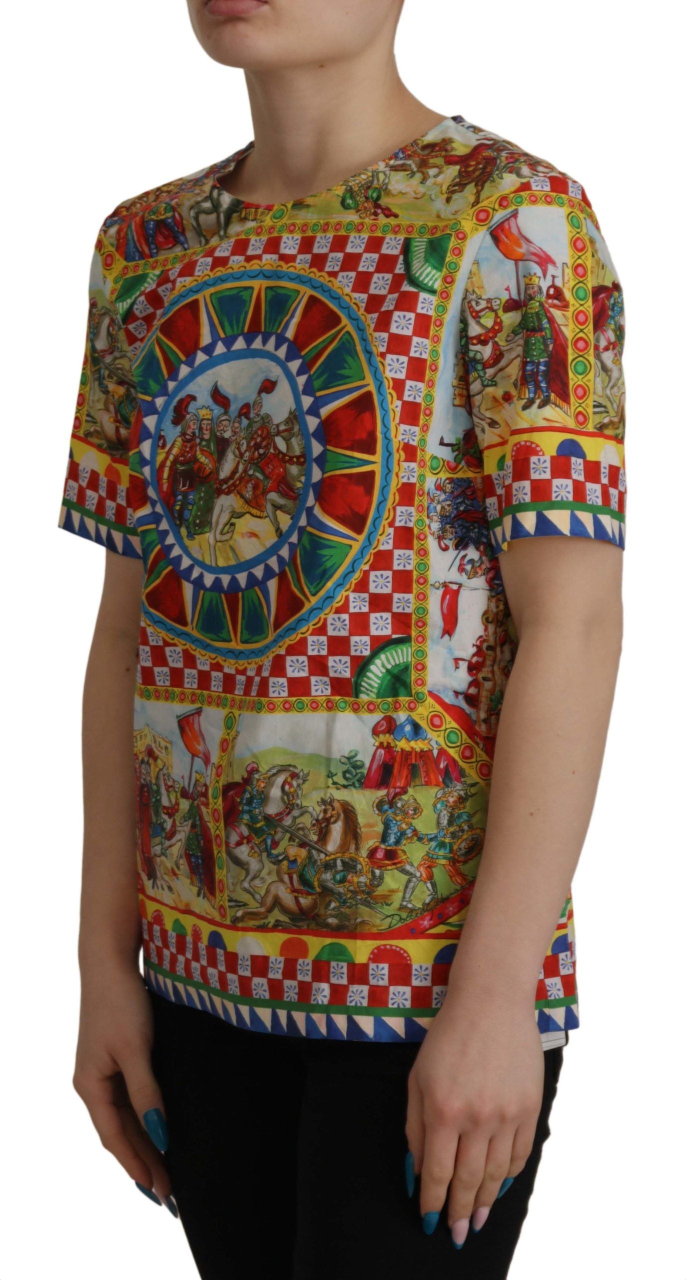 Dolce & Gabbana Multicolor Carretto Print Cotton T-Shirt