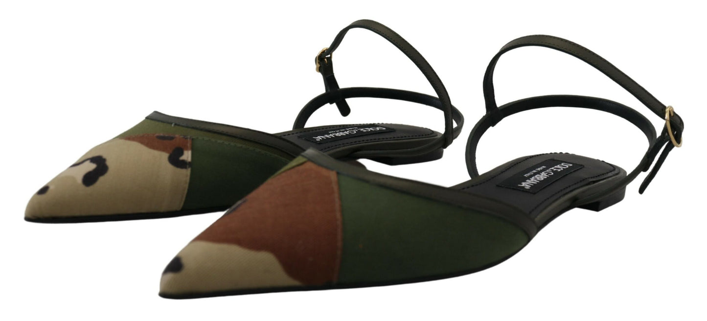 Dolce & Gabbana Chic Multicolor Camouflage Slingback Flats