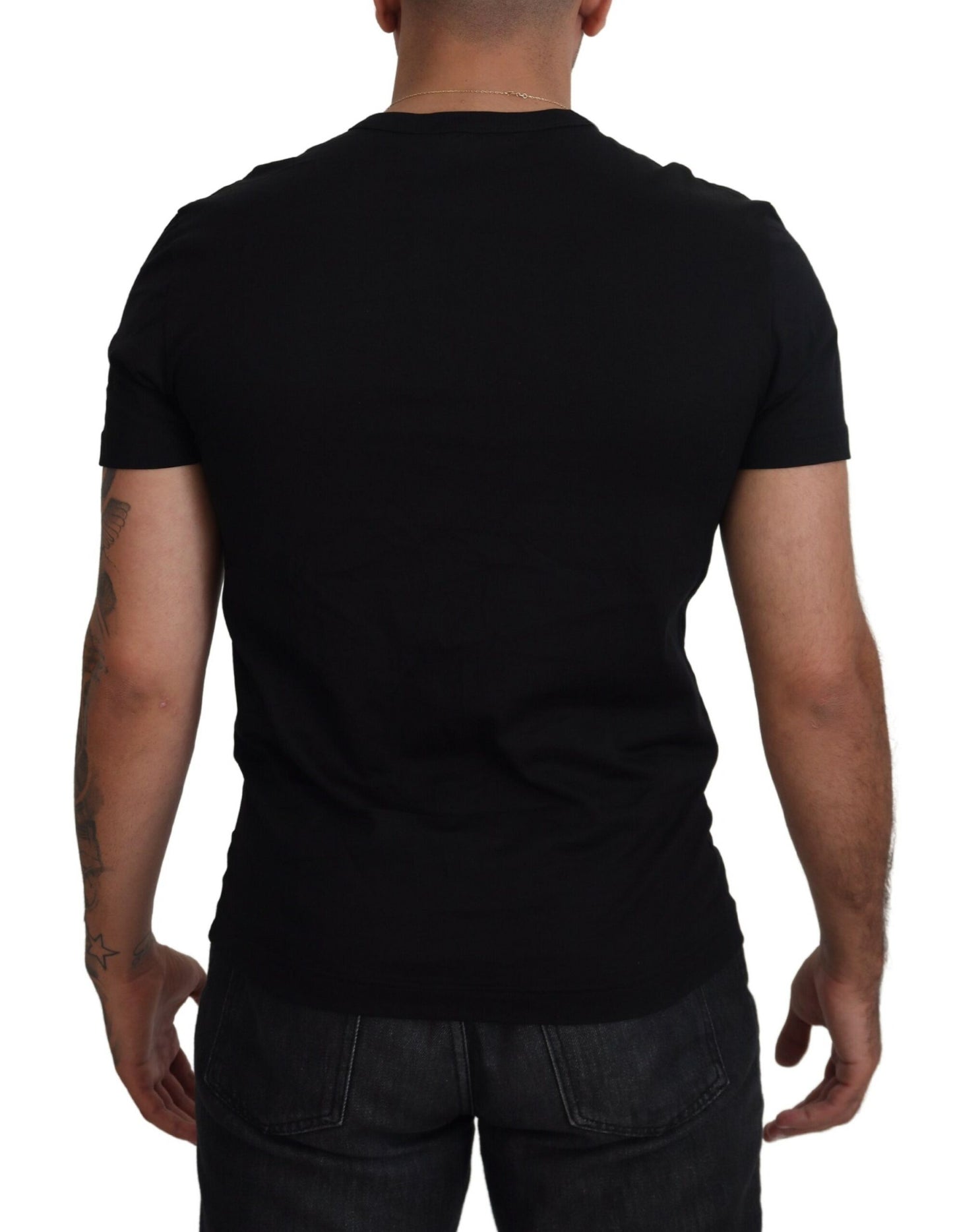 Dolce & Gabbana Black Sneak Peek Cotton Crew Neck T-shirt