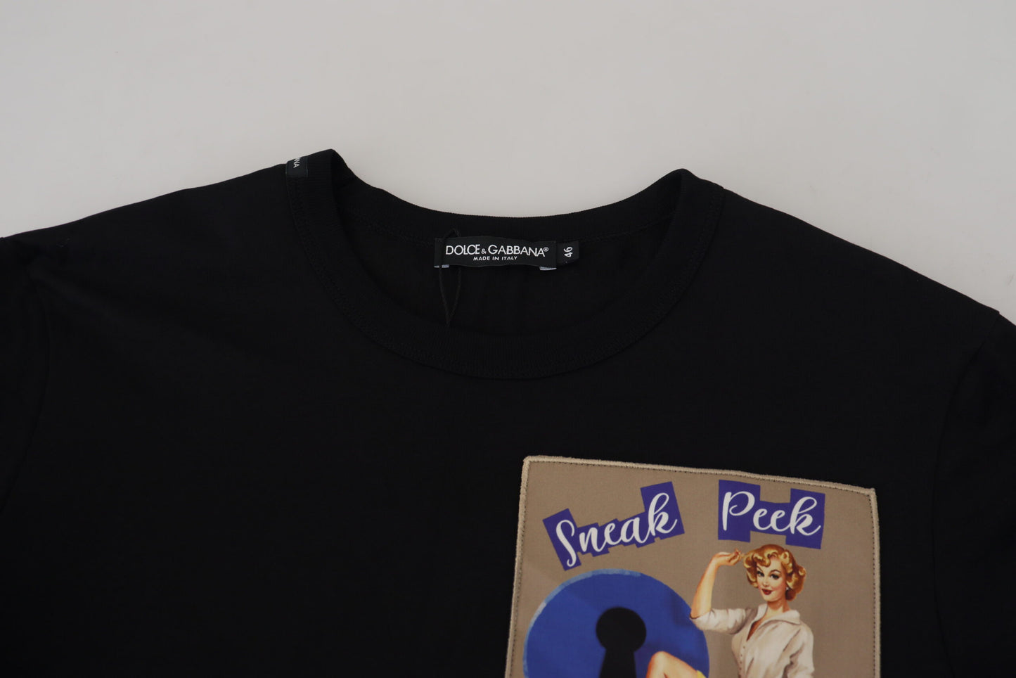 Dolce & Gabbana Black Sneak Peek Cotton Crew Neck T-shirt