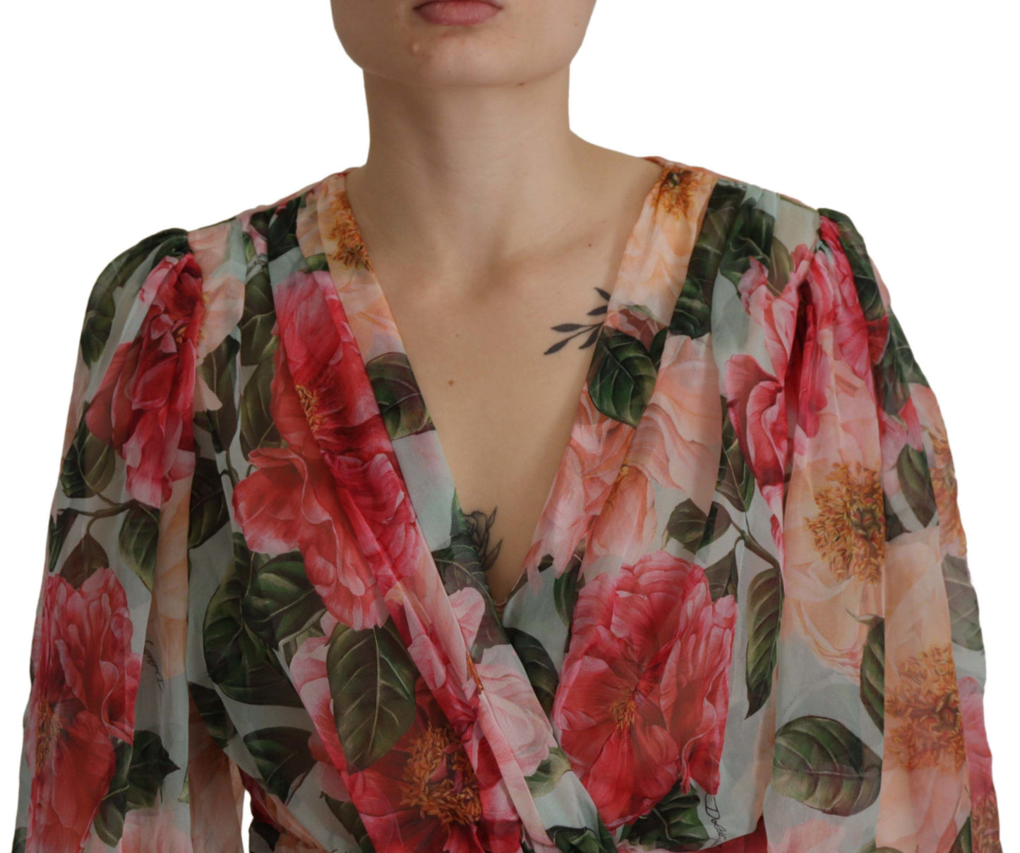 Dolce & Gabbana Multicolor Floral Silk Wrap Blouse Top