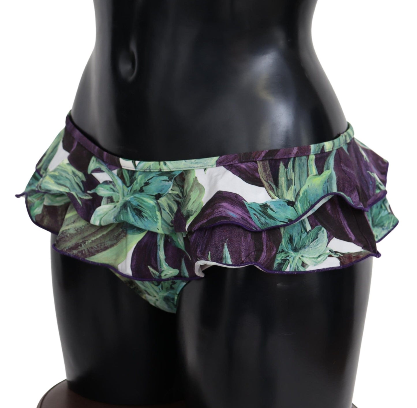 Dolce & Gabbana Eggplant Print Green Bikini Bottom