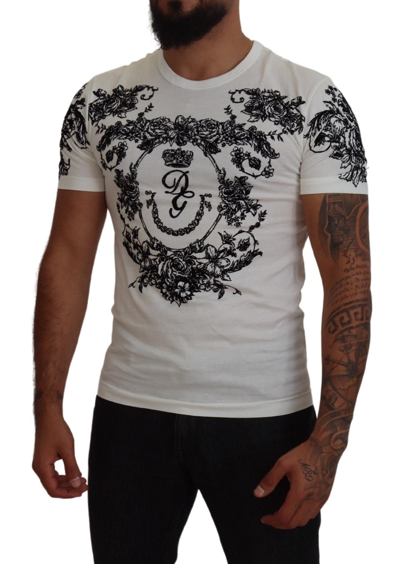 Dolce & Gabbana Elegant Floral Crown Tee