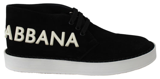 Dolce & Gabbana Elegant Black Leather Ankle Sneakers