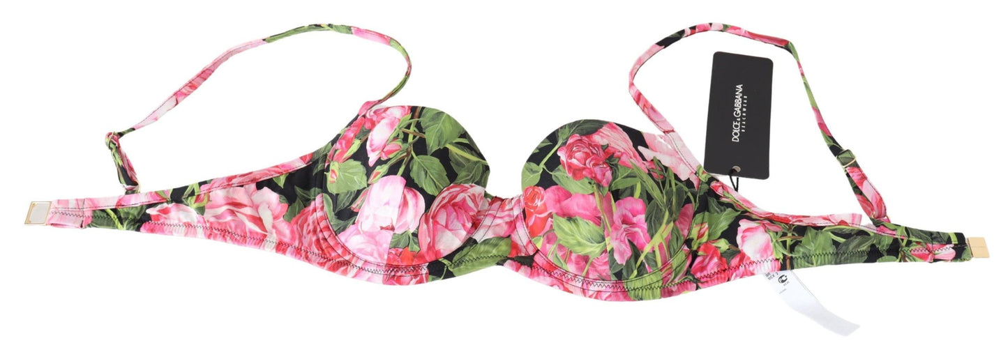 Dolce & Gabbana Elegant Pink Floral Bikini Top