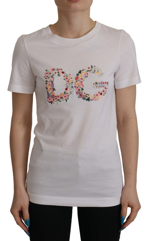 Dolce & Gabbana Elegant Embroidered Floral Cotton Tee