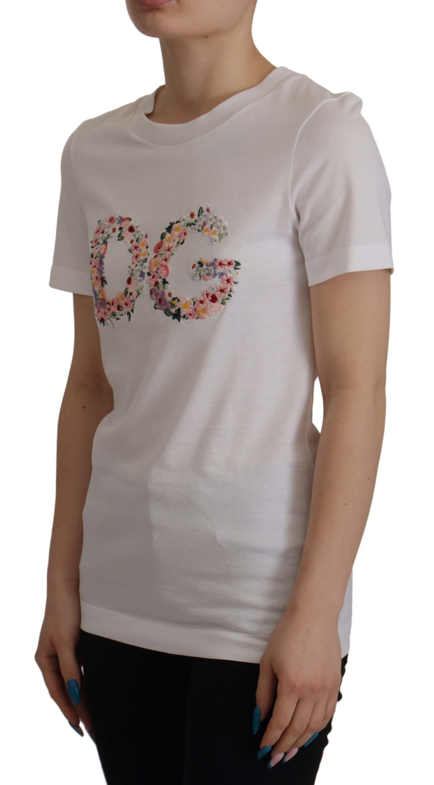 Dolce & Gabbana Elegant Embroidered Floral Cotton Tee