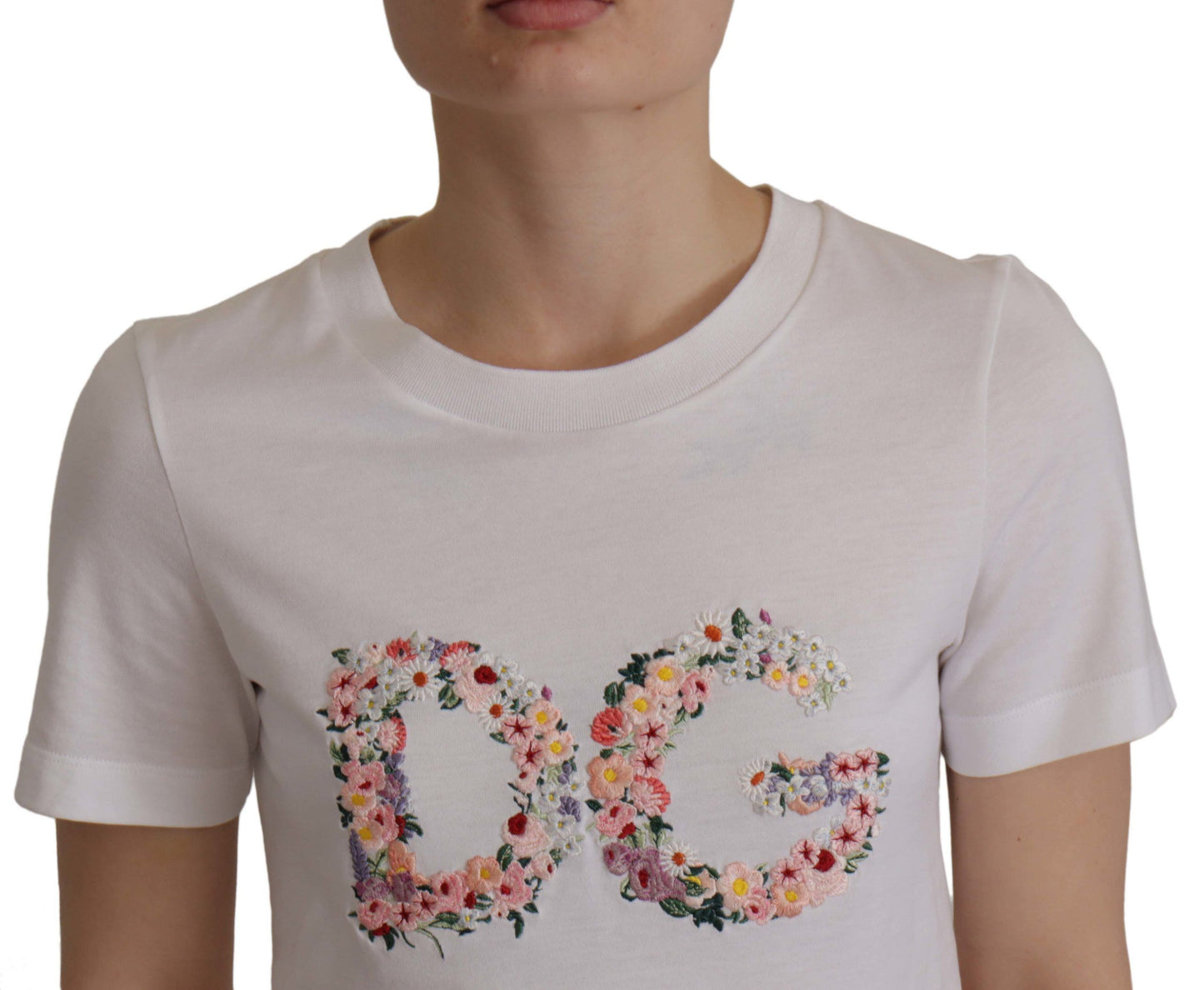 Dolce & Gabbana Elegant Embroidered Floral Cotton Tee