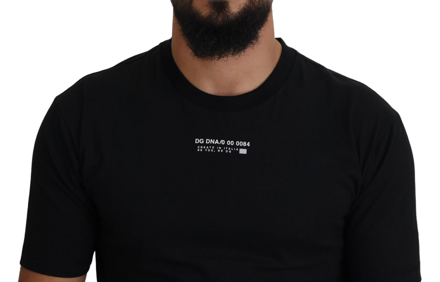 Dolce & Gabbana Elegant Black Crew Neck Tee with Logo Detail