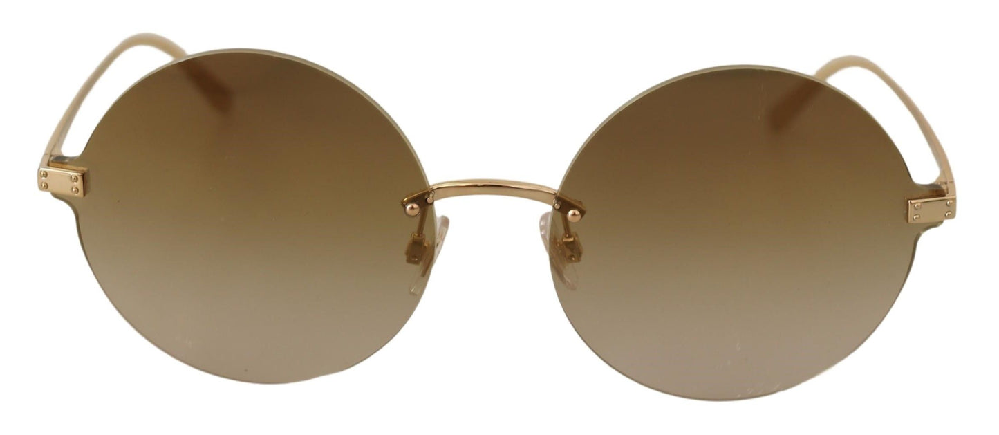 Dolce & Gabbana Elegant Gold & Brown Designer Sunglasses