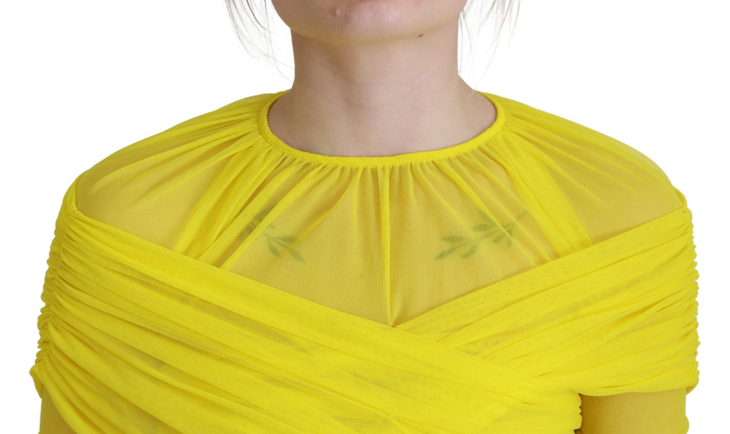 Dolce & Gabbana Yellow Mesh Long Sleeves Nylon Blouse Top