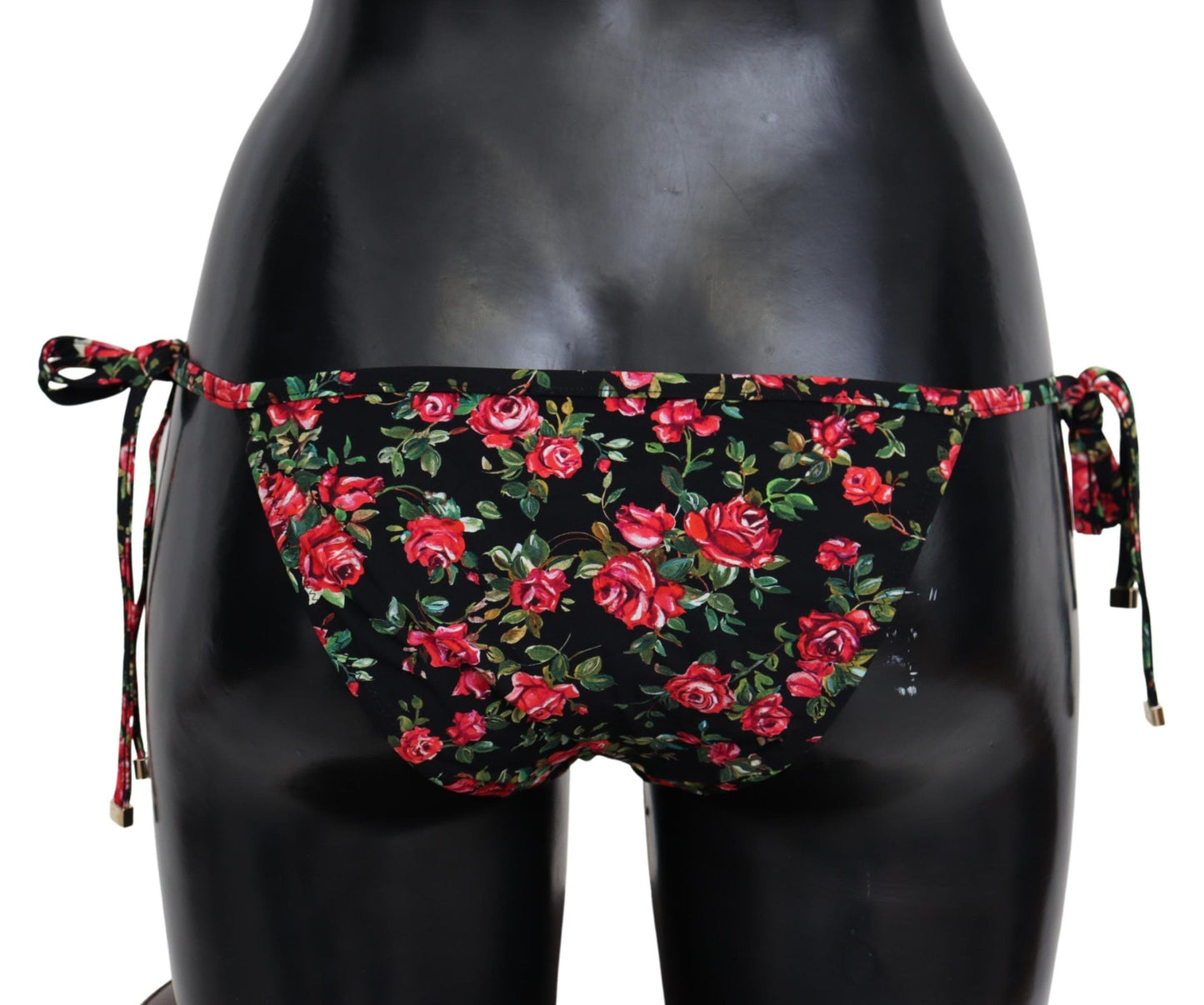 Dolce & Gabbana Elegant Black Roses Print Bikini Bottom