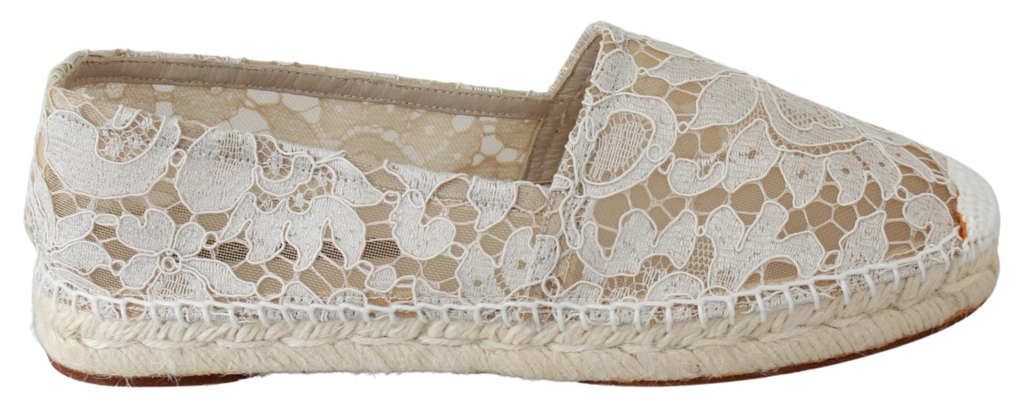 Dolce & Gabbana Elegant Beige Espadrilles Flat Shoes